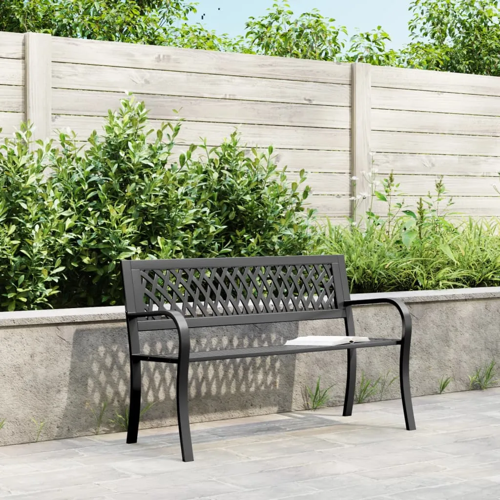Gartenbank Stahl Schwarz 120 x 53 x 75 cm