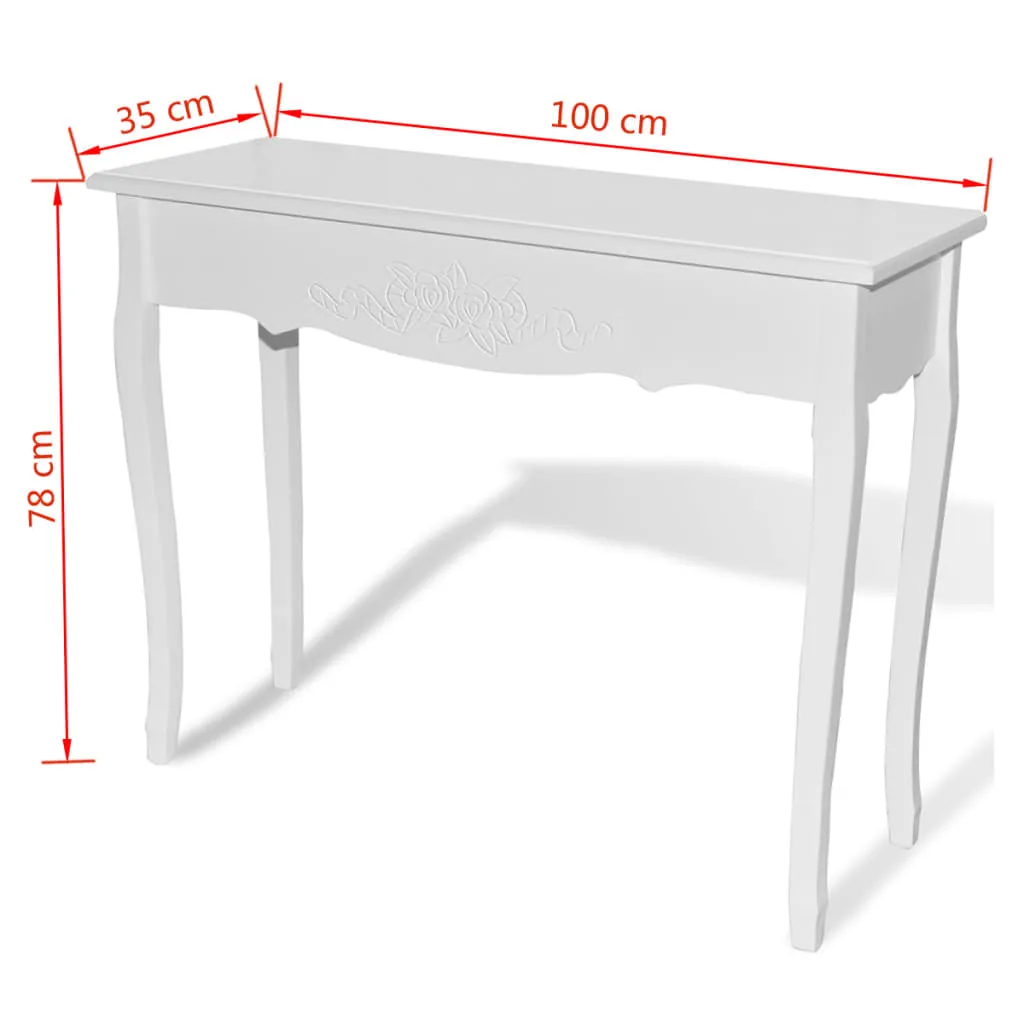 Konsolentisch Weiß 100 x 35 x 78 cm aus MDF und Kiefernholz
