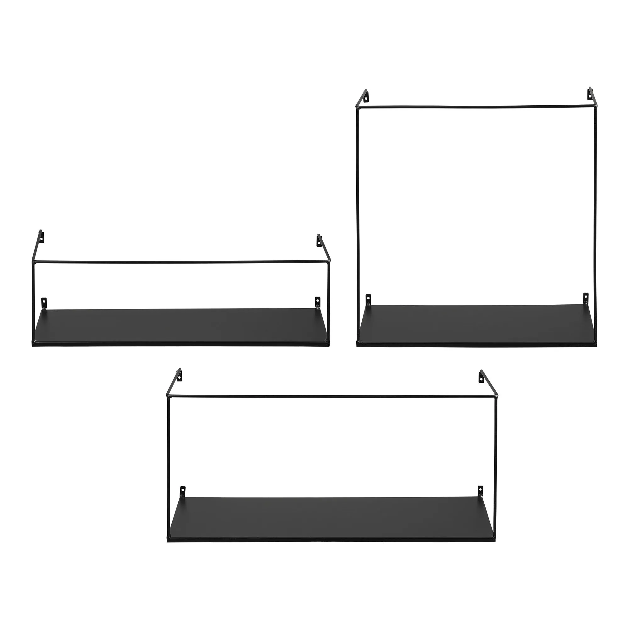 tinkaro Ulmo Wandregal-Set 3-teilig 50/55/40 x 16/20/18 x 15/25/40 cm Schwarz