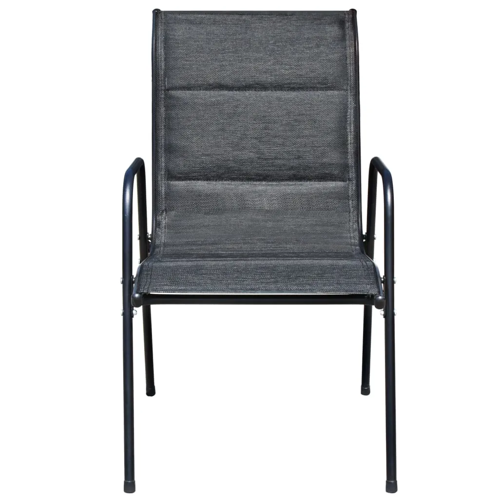 Gartenmöbel-Set Schwarz 80x71 cm Tisch & 4 Textilene-Stühle
