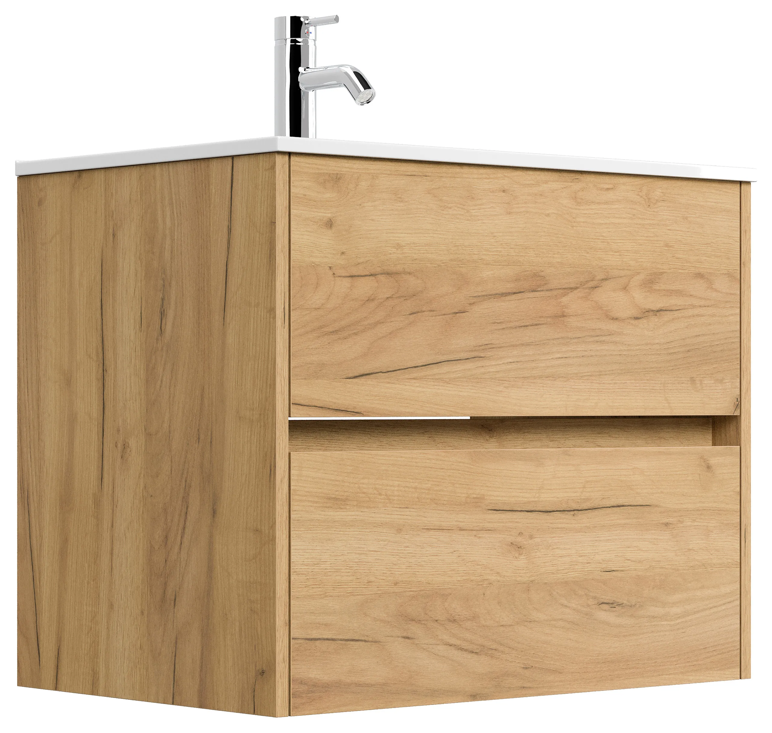 Badmöbel Limes & Waschtisch 70 cm 2 Greifraum SoftClose Auszüge eiche gold