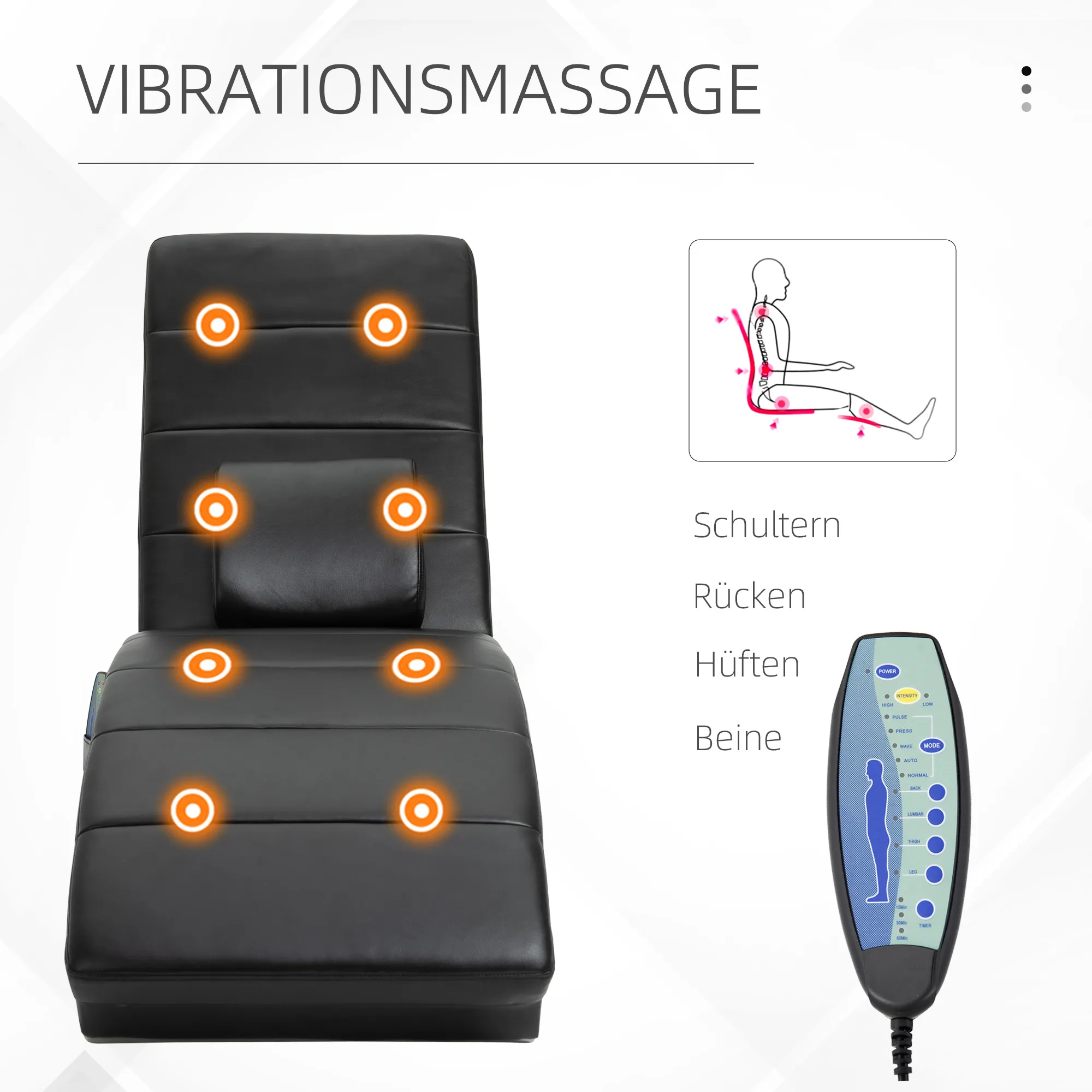 Luxuriöser Relaxsessel Schwarz B58 x T163 x H87 cm