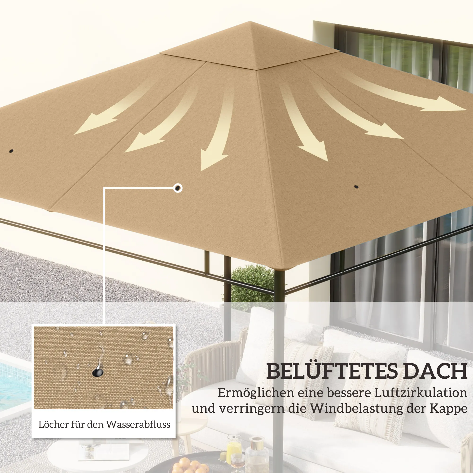 Pavillon Ersatzdach 298x295 cm Beige