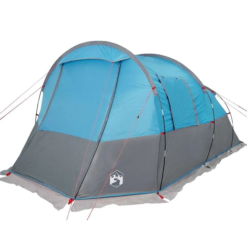 Campingzelt Tunnelzelt Blau 455x265x194 cm mit Überzelt und E-Anschluss
