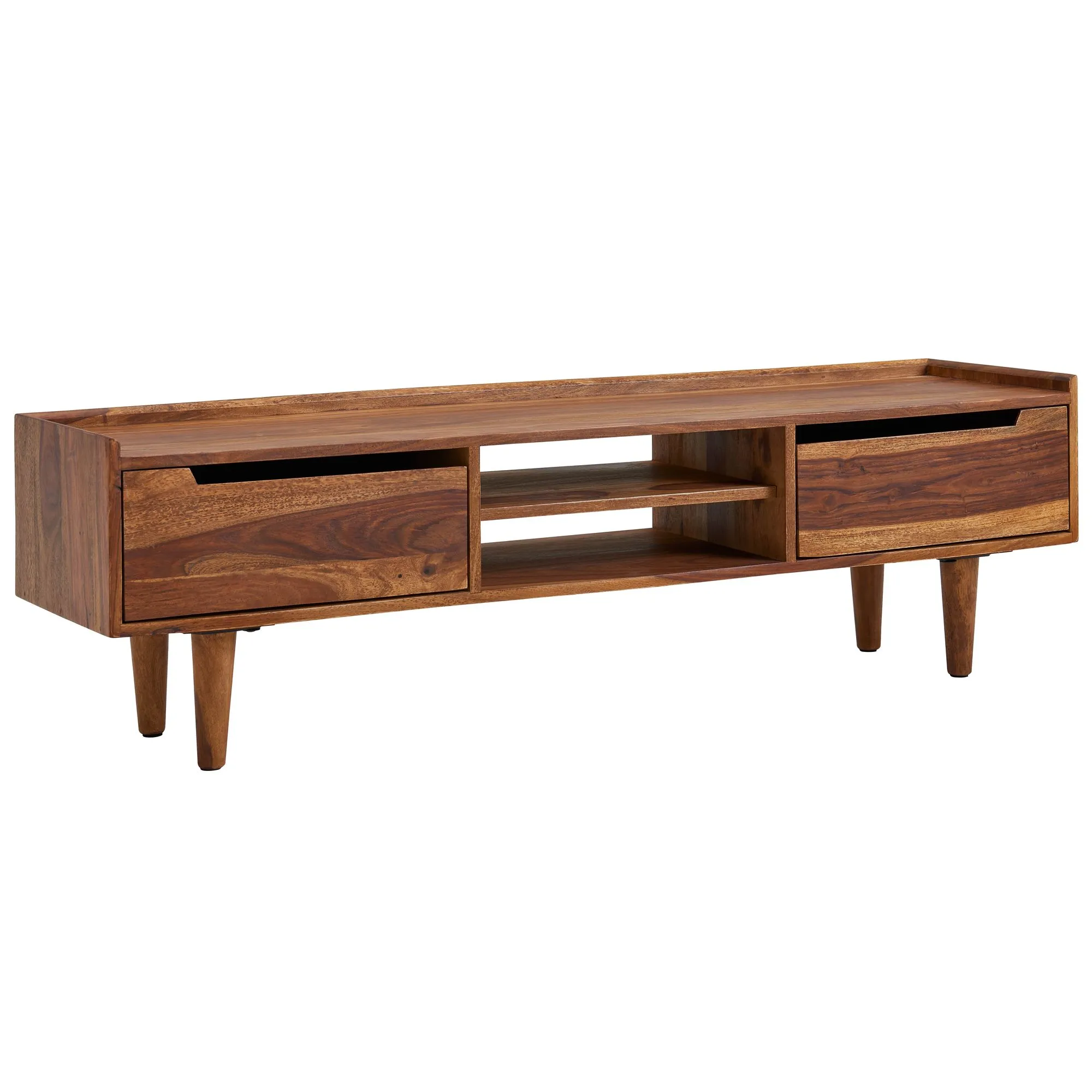 tinkaro Fernsehschrank IMKE Sheesham Massivholz TV-Kommode Braun