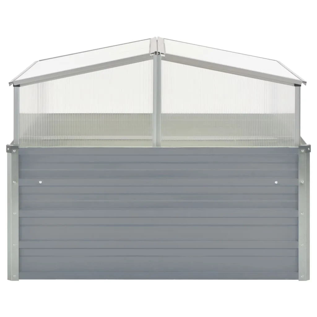 Grau Gewächshaus 100 x 100 x 85 cm aus PC und verzinktem Stahl
