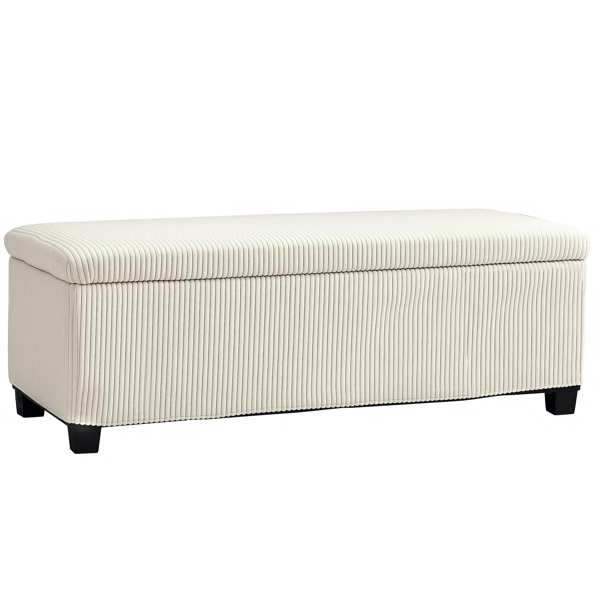 Sitzbank mit Stauraum, Aufbewahrungsbank, Cord-Design, Stahlrahmen, Beige