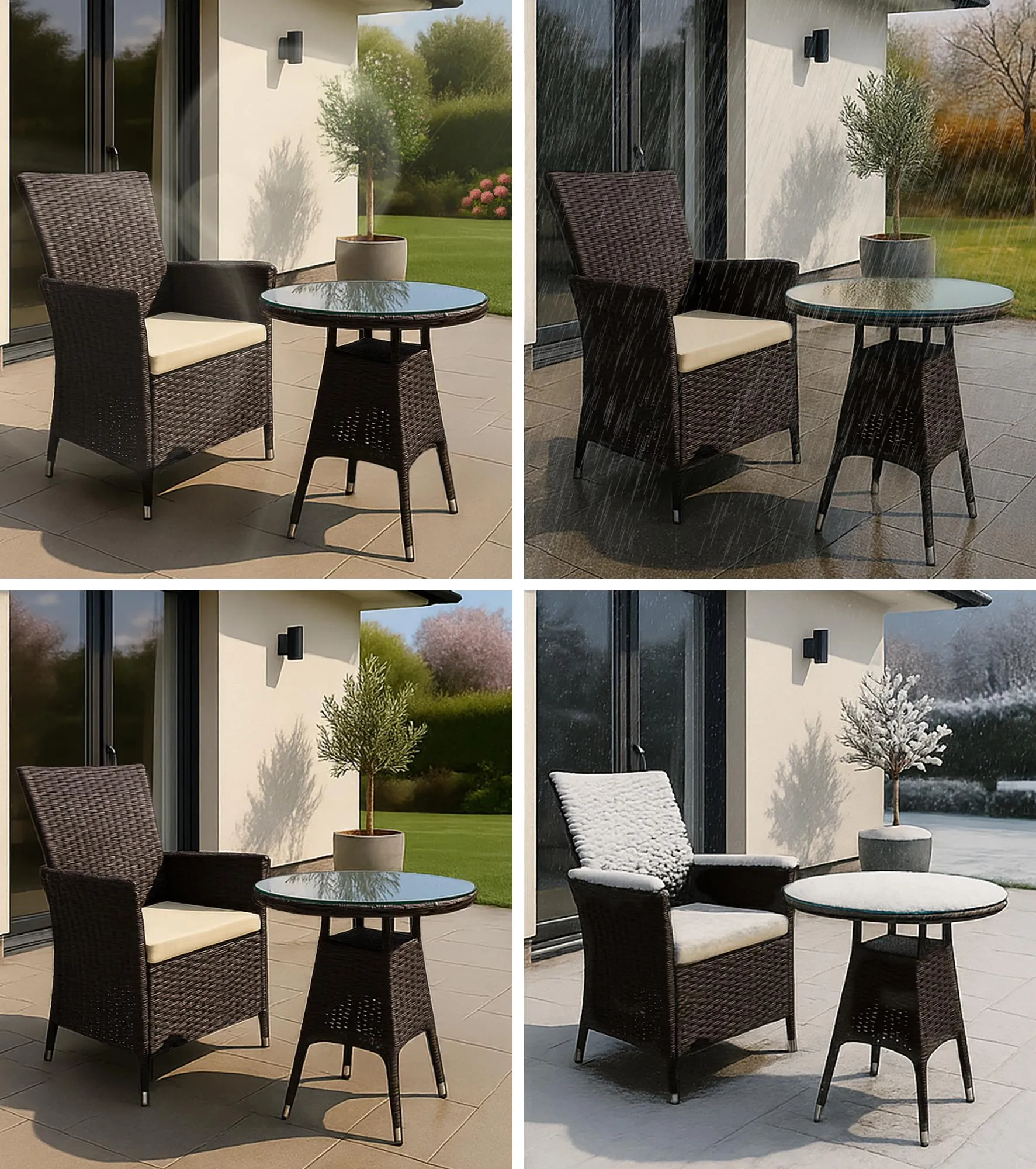 Esstisch-Loungeset Fireda 110x110x84 cm dunkelbraun