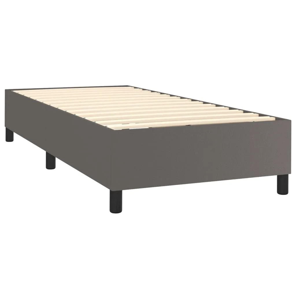 Boxspringbett mit Matratze, LED-Streifen, Kunstleder, Grau, 90x200