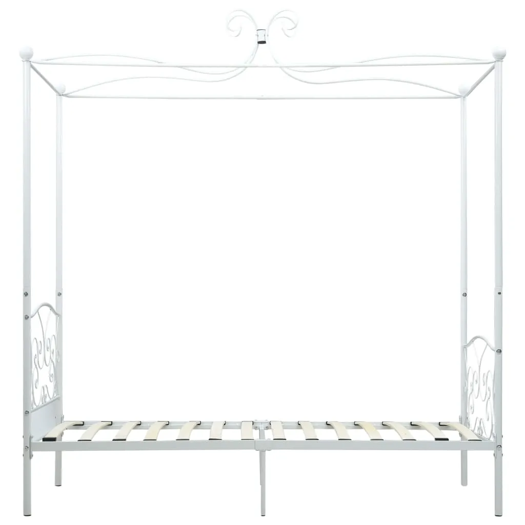 Weißes Himmelbett-Gestell aus Metall 211x99x227 cm