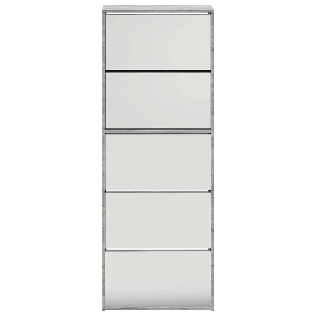 Moderner Schuhschrank Grau Sonoma 63x17x169,5 cm mit 5 Kippfächern