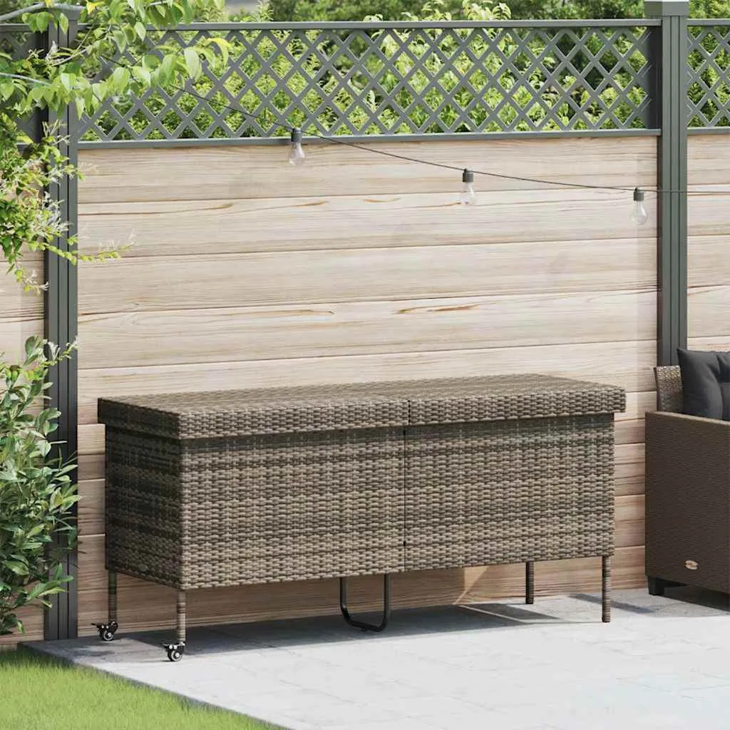 Gartenbox PE-Rattan mit Stahlgestell 160x55x75 cm Grau