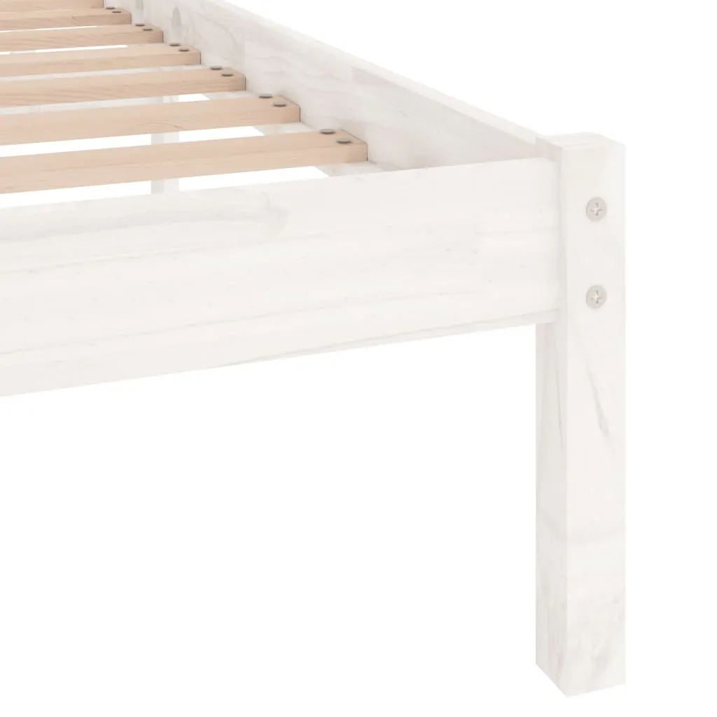 Massivholz Bett 195,5x145,5x31 cm Weiß für Matratze 140x190 cm