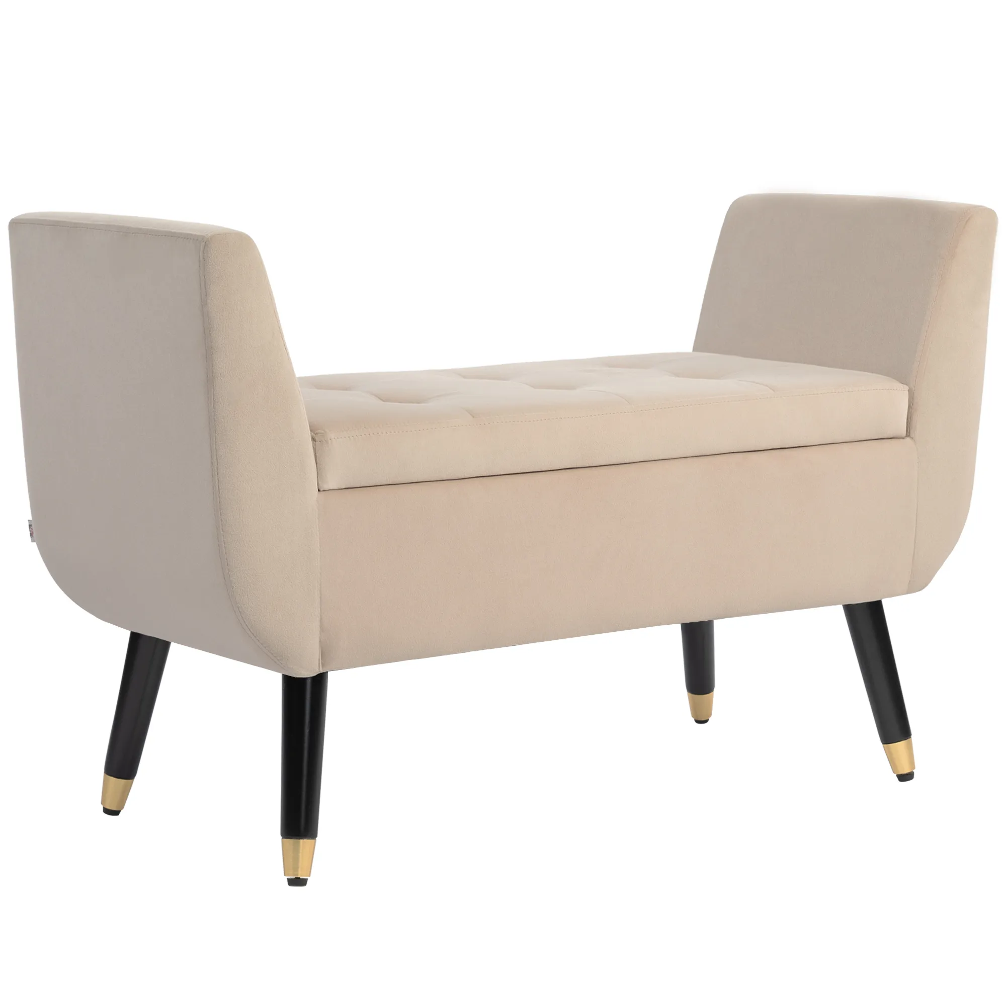 Elegante Sitzbank Beige 107L x 42B x 65H cm mit Stauraum
