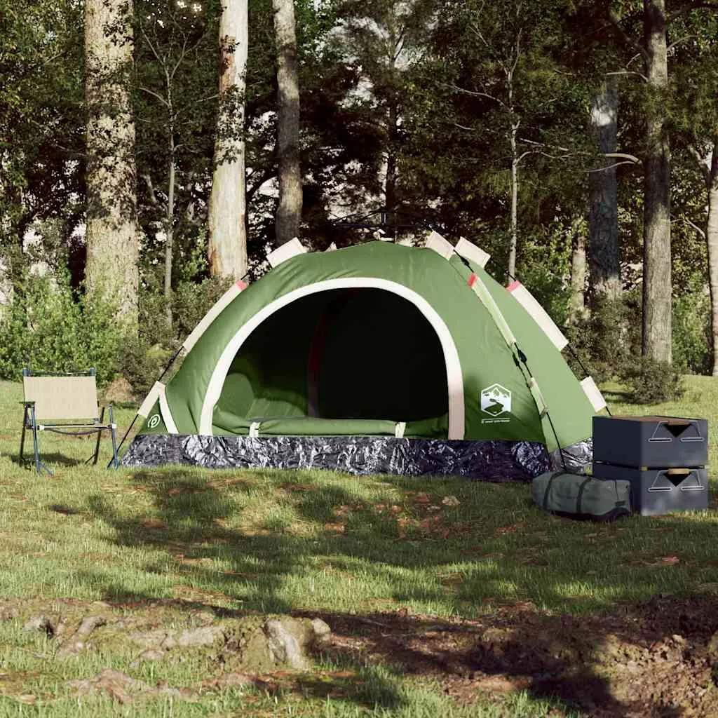 Campingzelt Grün 260 x 200 x 160 cm wasserdicht mit E-Anschluss