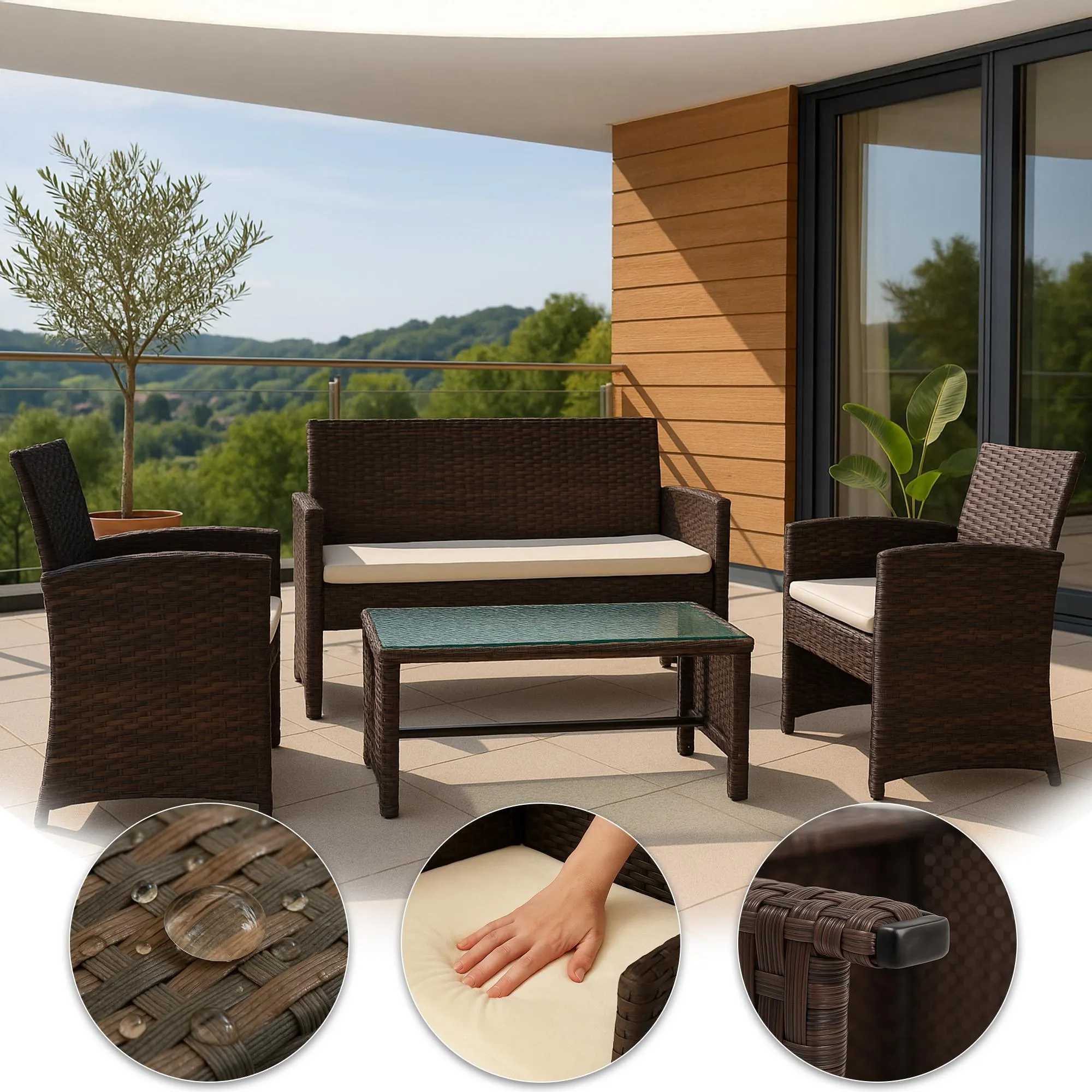 Sitzgruppe Toruba 220x112x79 cm braun