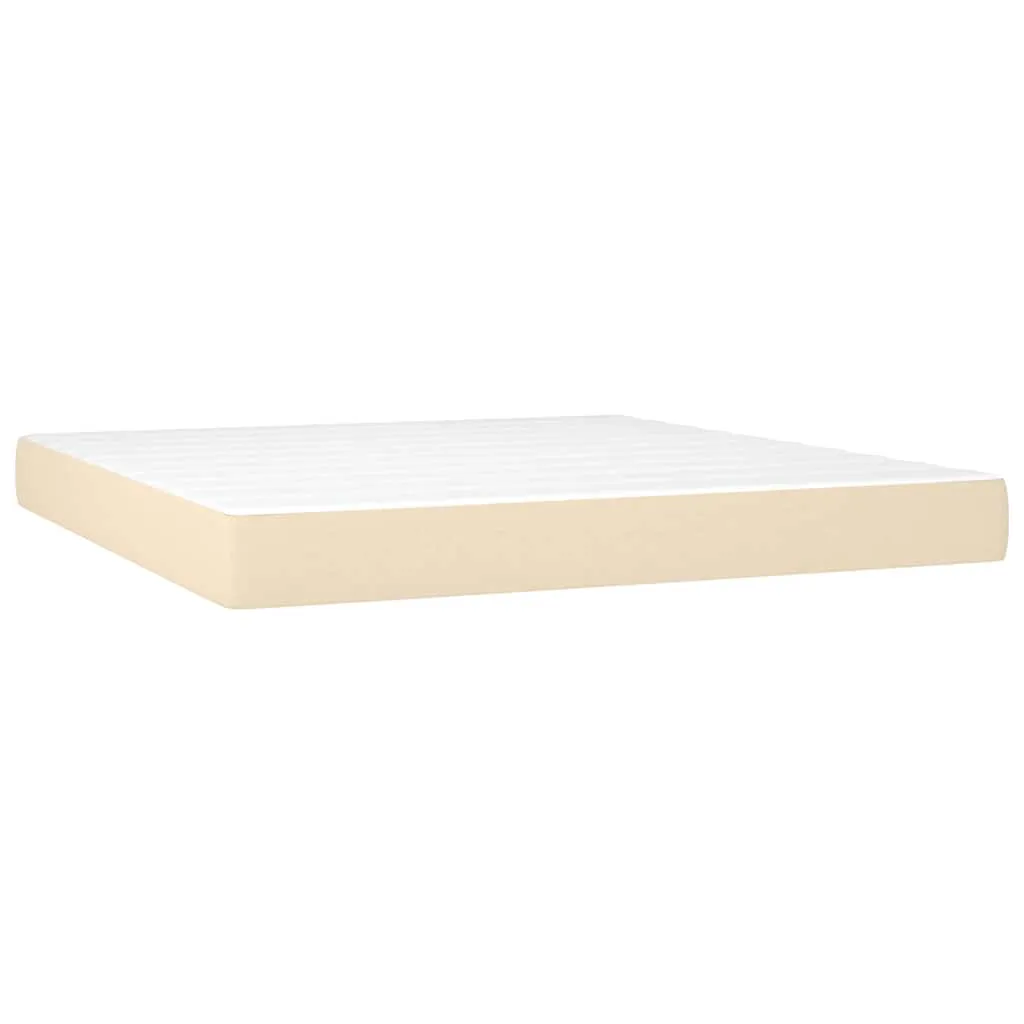 Boxspringbett Creme 180x200 cm mit LED-Leiste und Matratze