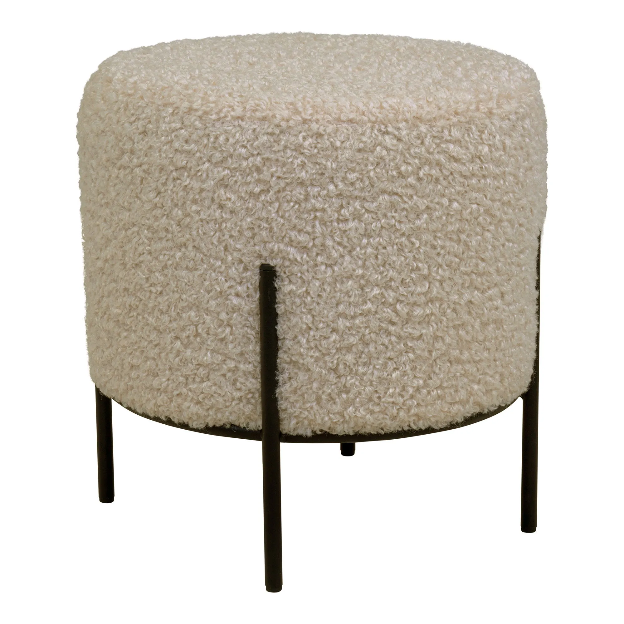 tinkaro Pouf Alford 100% Polyester, Kiefernholz, Stahl Graubraun