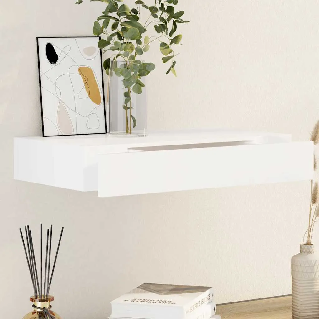Schweberegal MDF mit mattem Finish 48x25x8 cm Weiß
