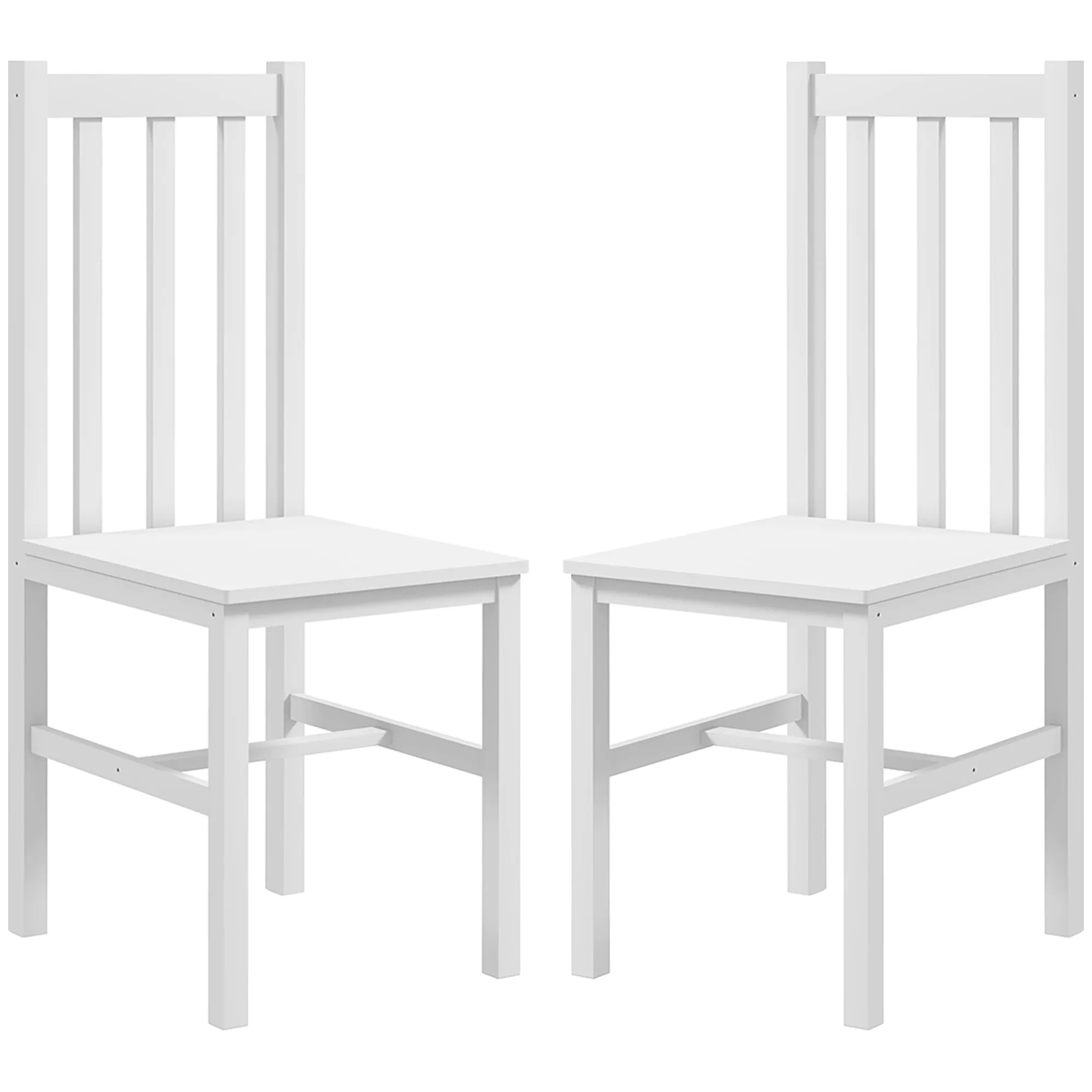 2er-Set Küchenstühle Esszimmerstühle Stühle, Massivholz, modernes Design, 38, 5 cm x 47,5 cm x 99 cm, Weiß