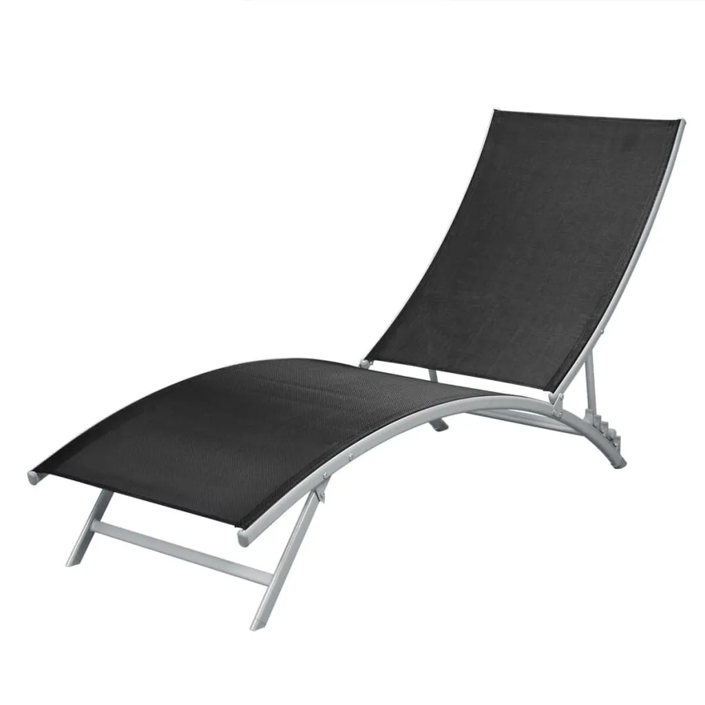 Sonnenliege Schwarz, (142-162) x 55 x (73-102) cm, Stahlgestell