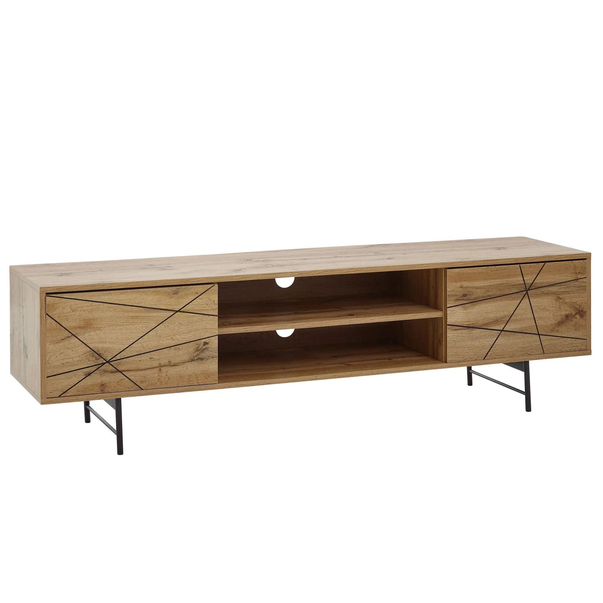 tinkaro TV-Unterschrank rechteckig LIAM Holz-Eiche Lowboard Braun