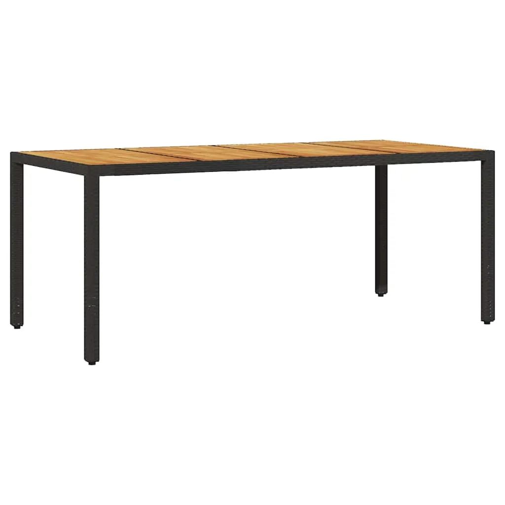 Gartentisch mit Echtholz-Tischplatte 190x90x75 cm Schwarz