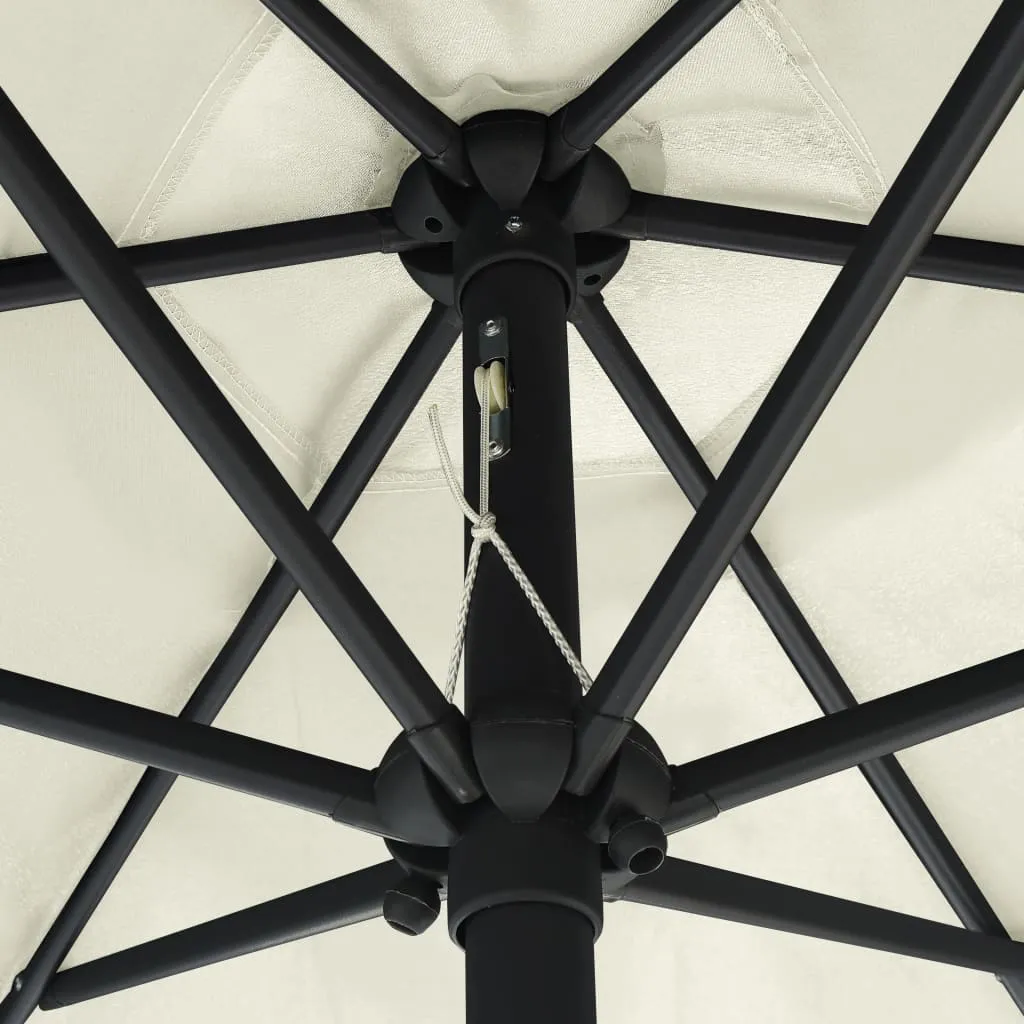 Sonnenschirm mit LED-Beleuchtung und Alu-Mast 270 cm Sandweiß