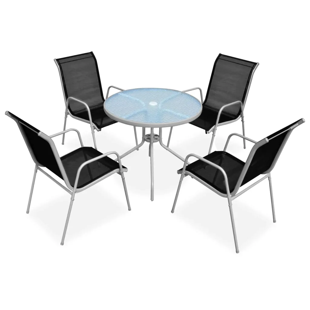 Gartenmöbel-Set Grau 80 x 71 cm mit 4 Stapelstühlen