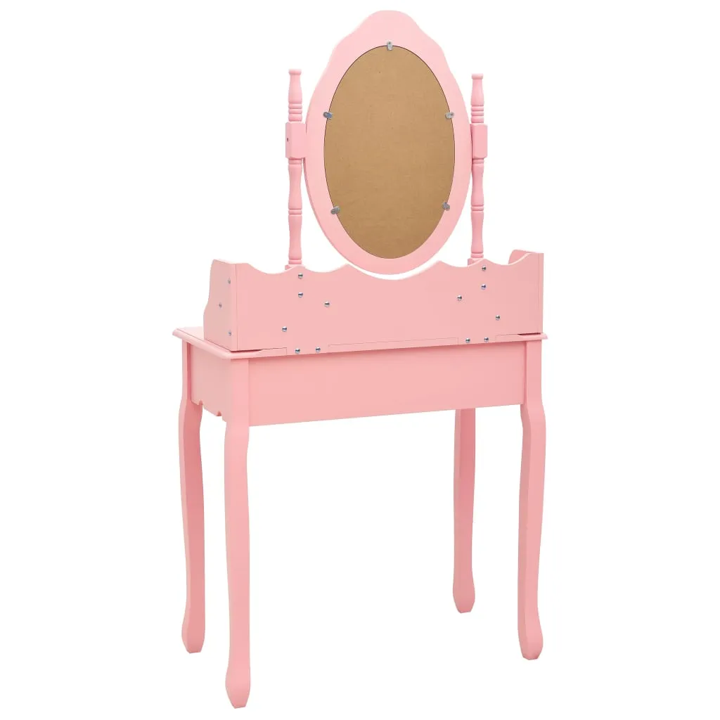 Schminktisch-Set mit Hocker Rosa 75x69x140 cm Paulownia-Holz