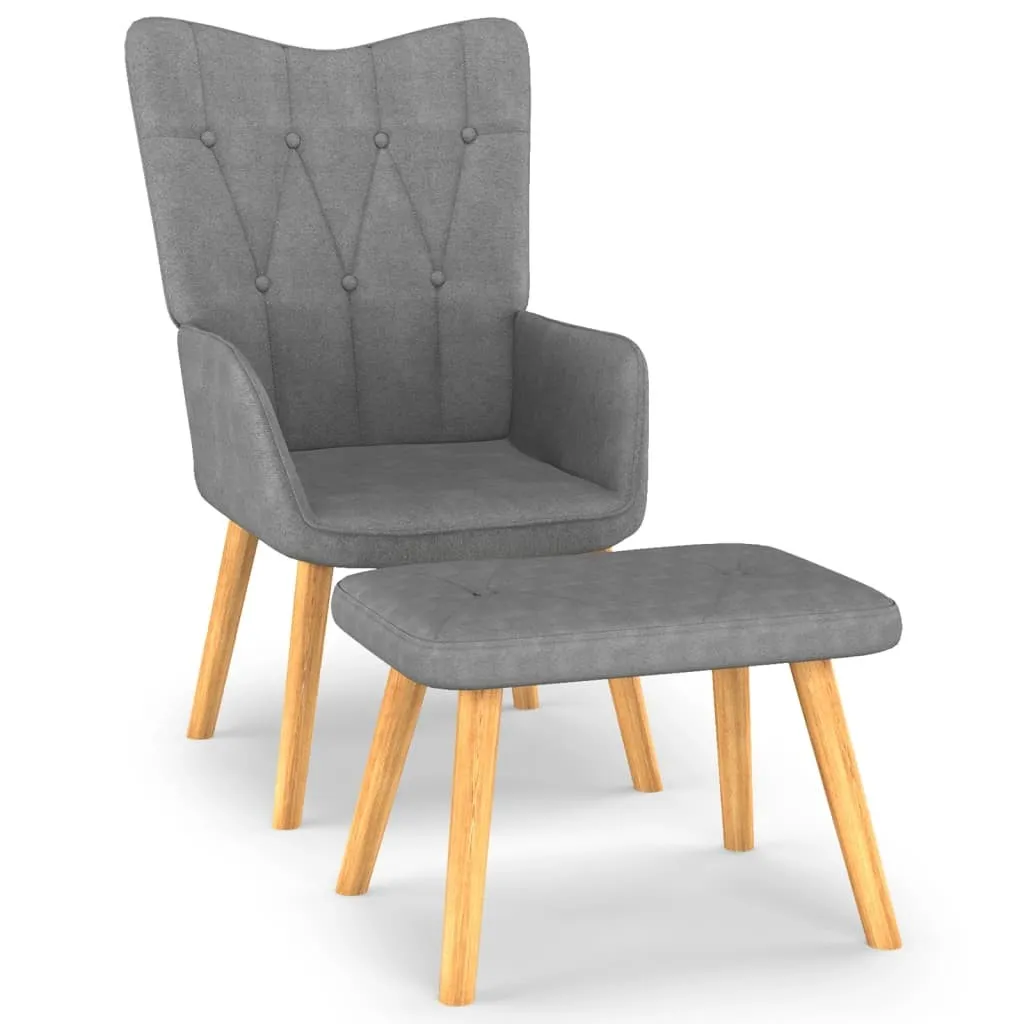 tinkaro Armlehnsessel LETAN Stoff Relaxsessel TV-Sessel Dunkelgrau mit Hocker