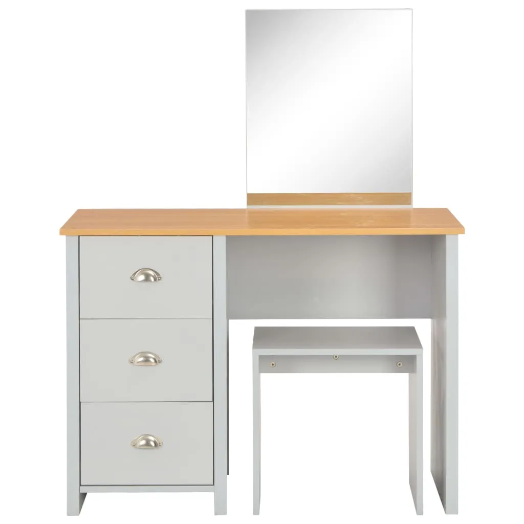 Moderner Schminktisch 104x45x131 cm in Grau und Naturholz