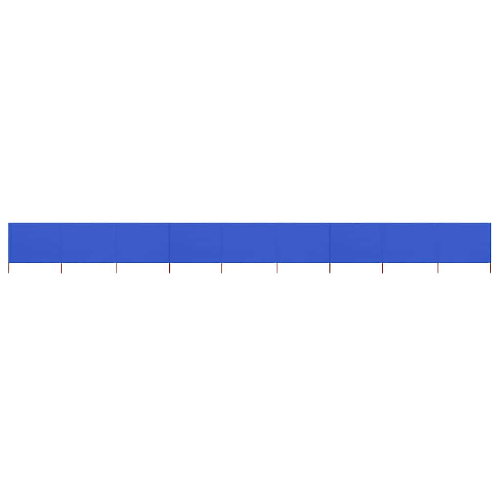 9-teiliger faltbarer Windschutz 1200x160 cm Azurblau mit Massivholz-Stangen