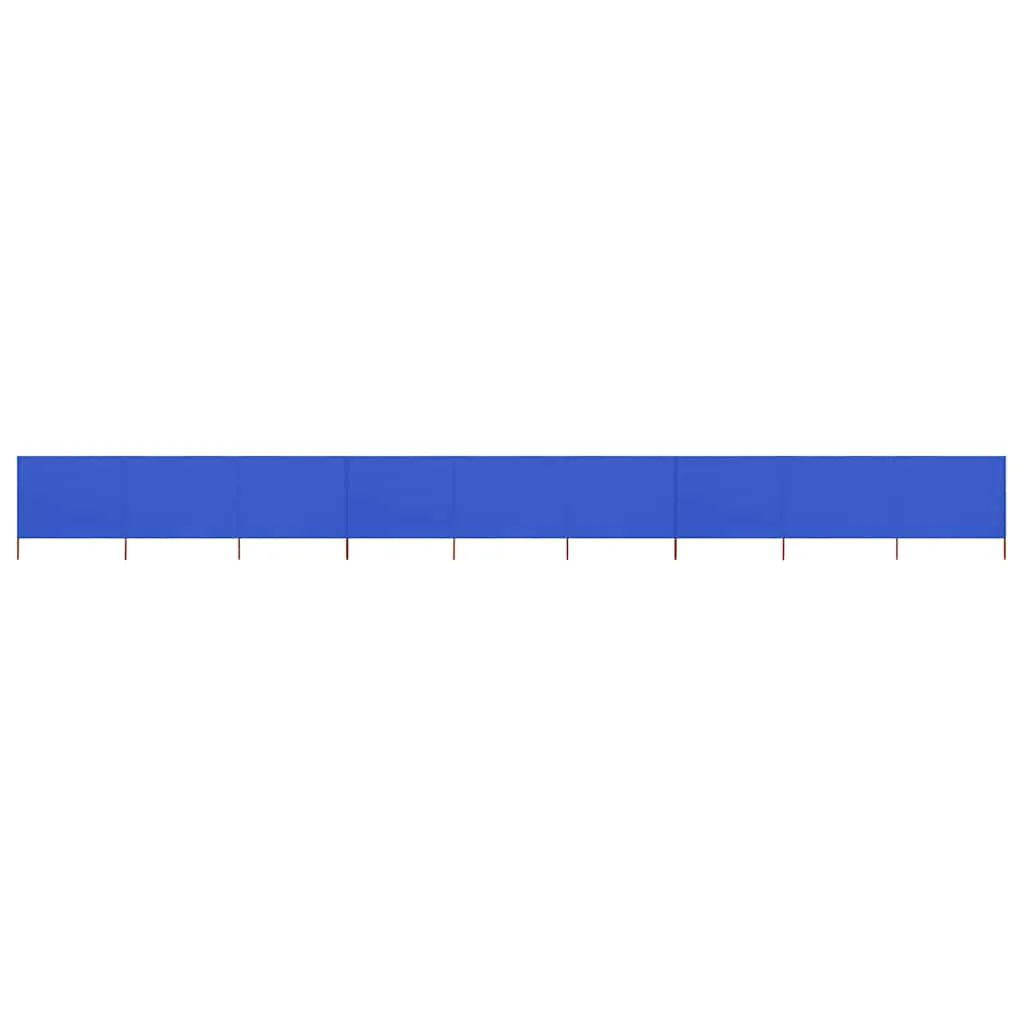 9-teiliger faltbarer Windschutz 1200x160 cm Azurblau mit Massivholz-Stangen