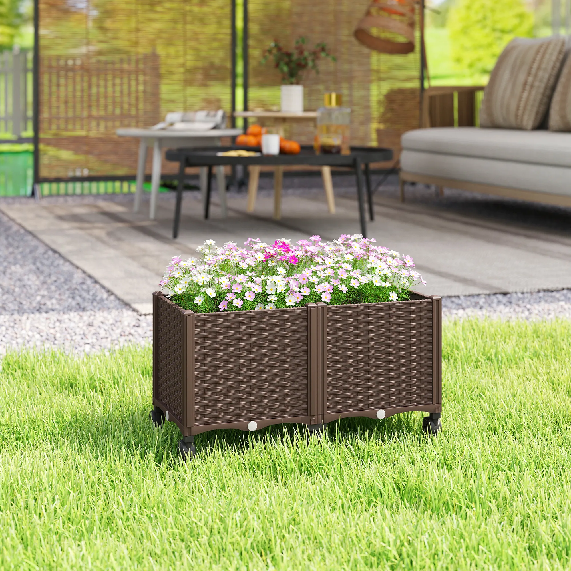 Hochbeet 80L x 40B x 43H cm in Braun mit Selbstbewässerung