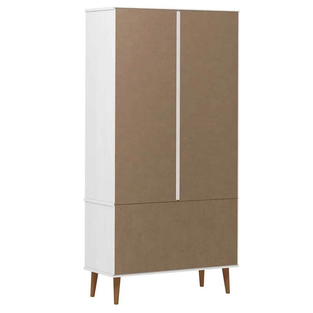 Vitrinenschrank MOLDE 90x35x175 cm Weiß aus massivholz mit UV-Lackierung