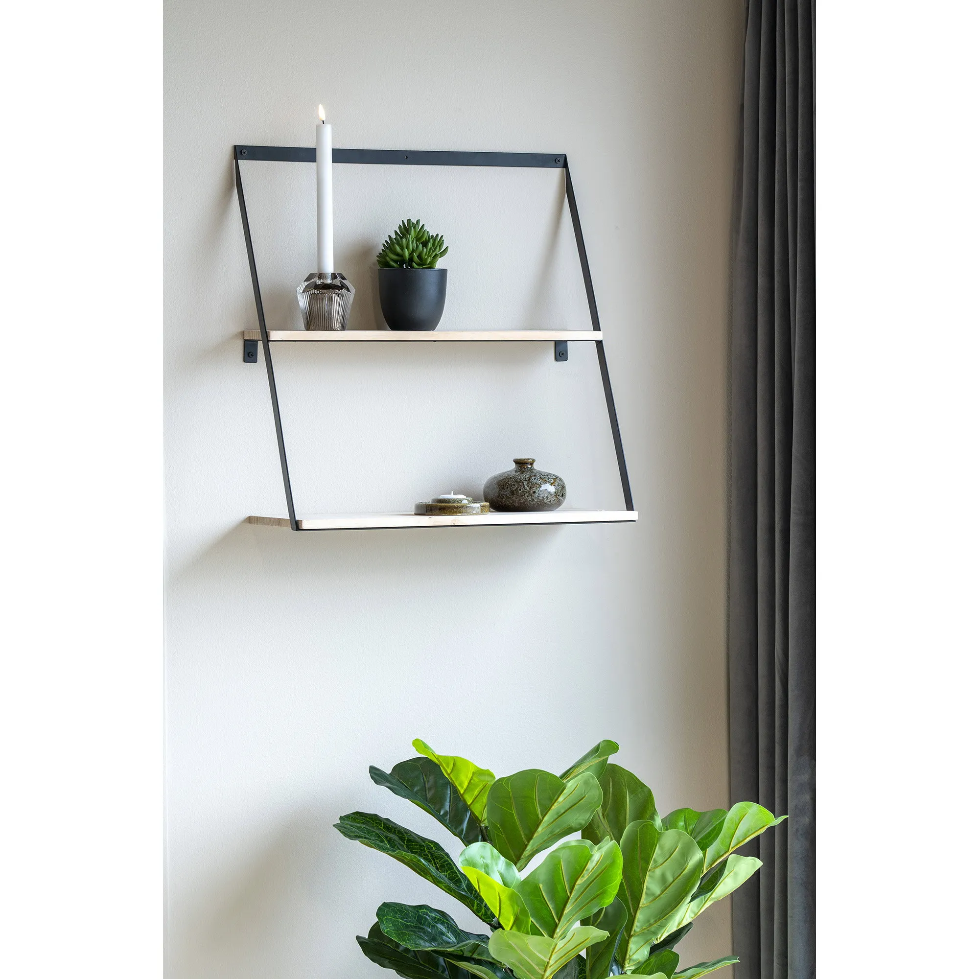 tinkaro Wandregal Bern Stahl Kiefernholz 50x21x52 cm Natur