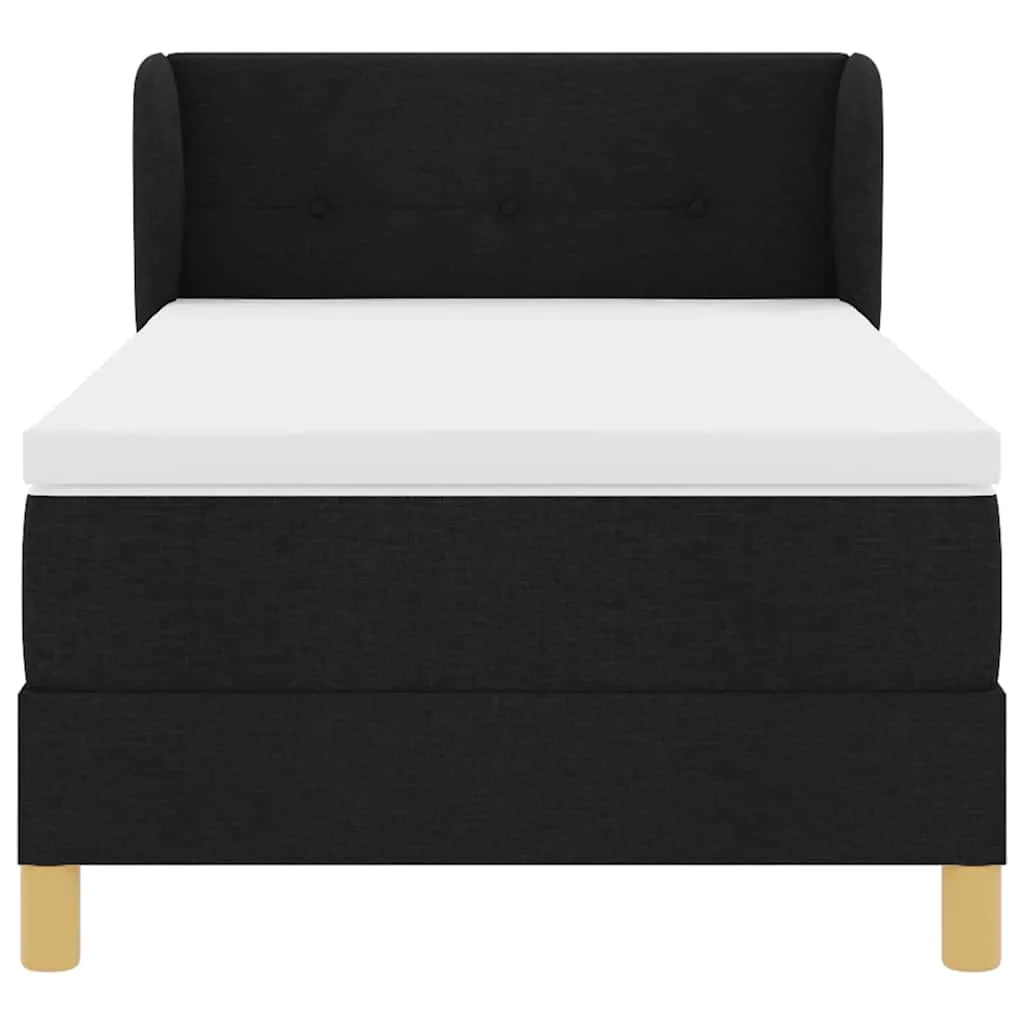 Boxspringbett mit verstellbarem Kopfteil, 90x190 cm, Schwarz