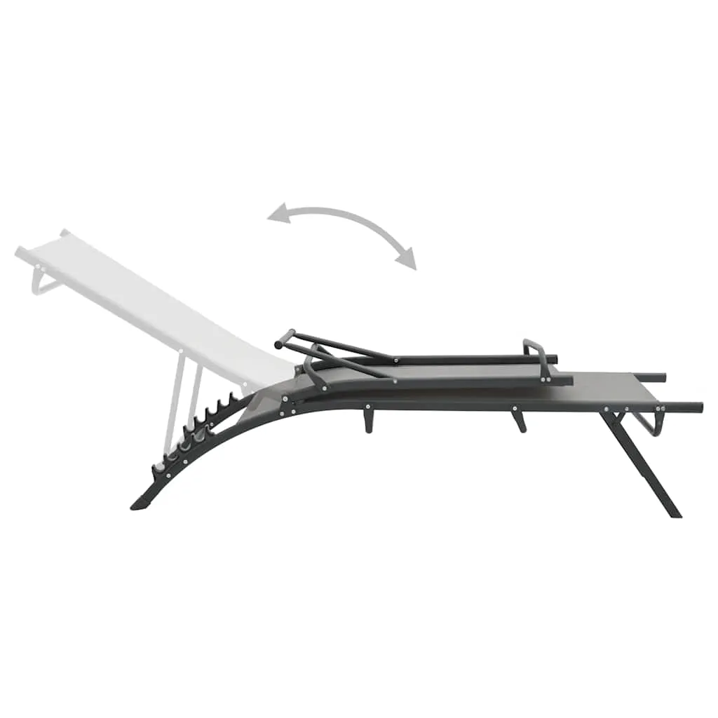 2er Set Sonnenliegen 180,5x53x32,5 cm Grau mit verstellbarer Rückenlehne