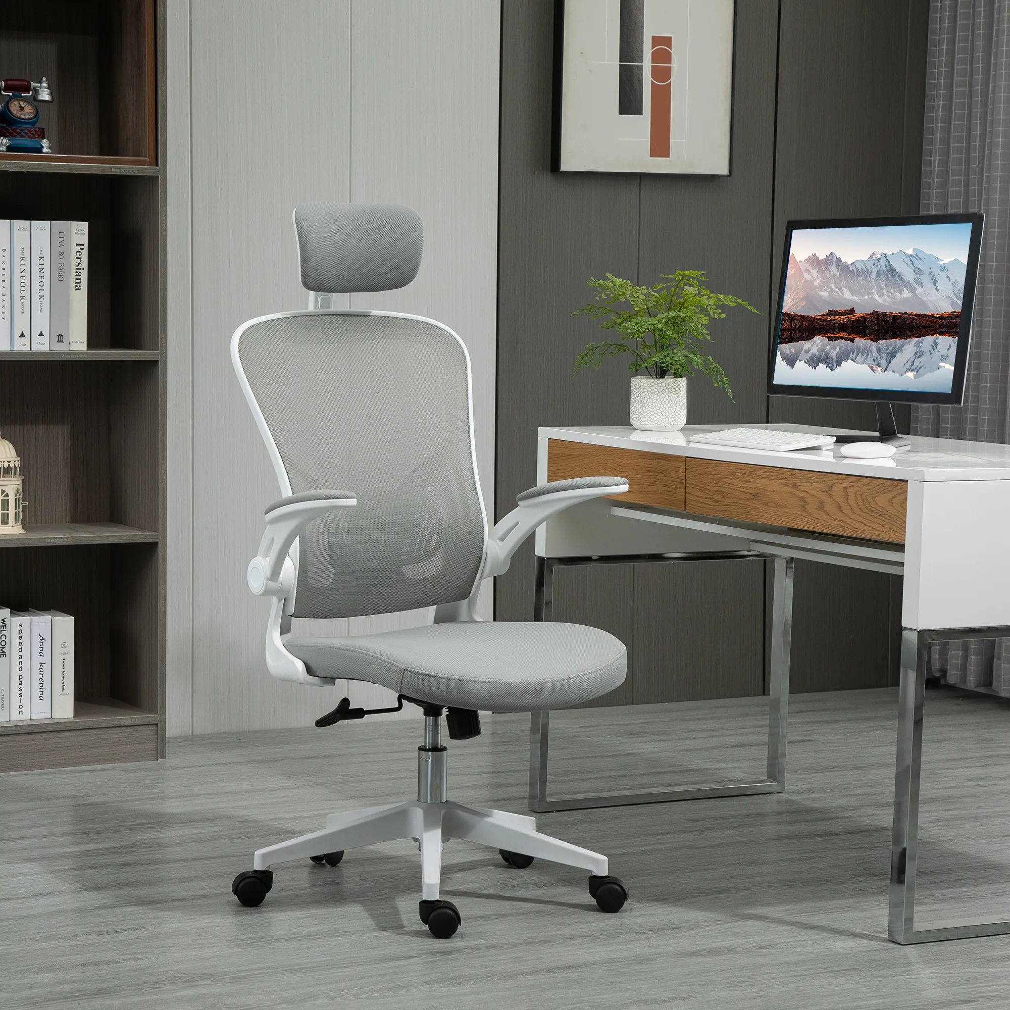 Ergonomischer Bürostuhl Grau 65B x 64T x 114-122H cm