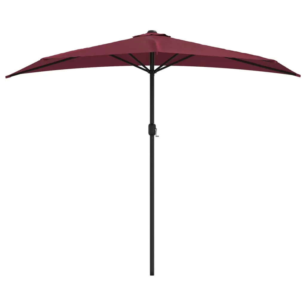 Balkon-Sonnenschirm Bordeauxrot 270x144x222 cm mit Kurbel und 5 Stahlrippen