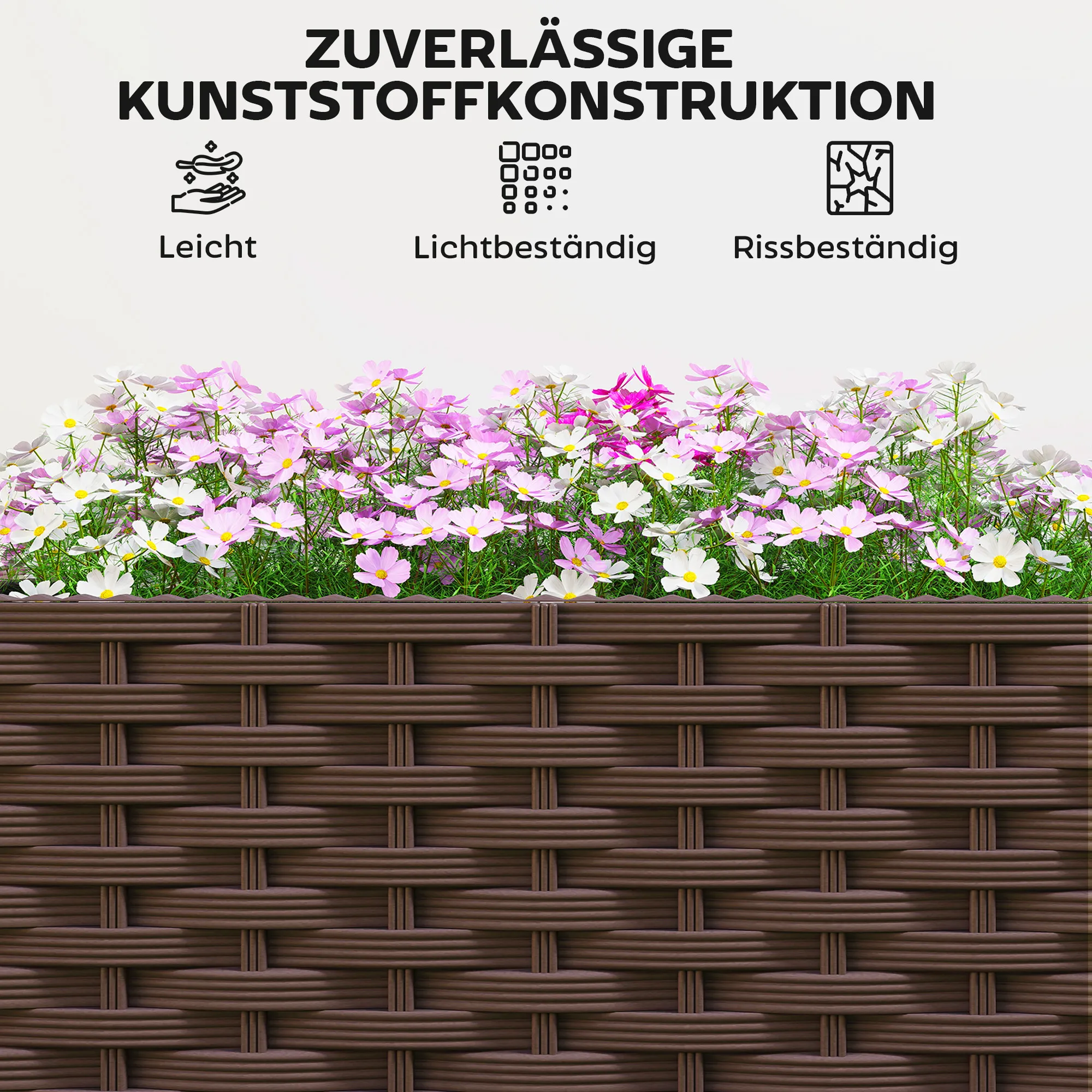Hochbeet 80L x 40B x 43H cm in Braun mit Selbstbewässerung