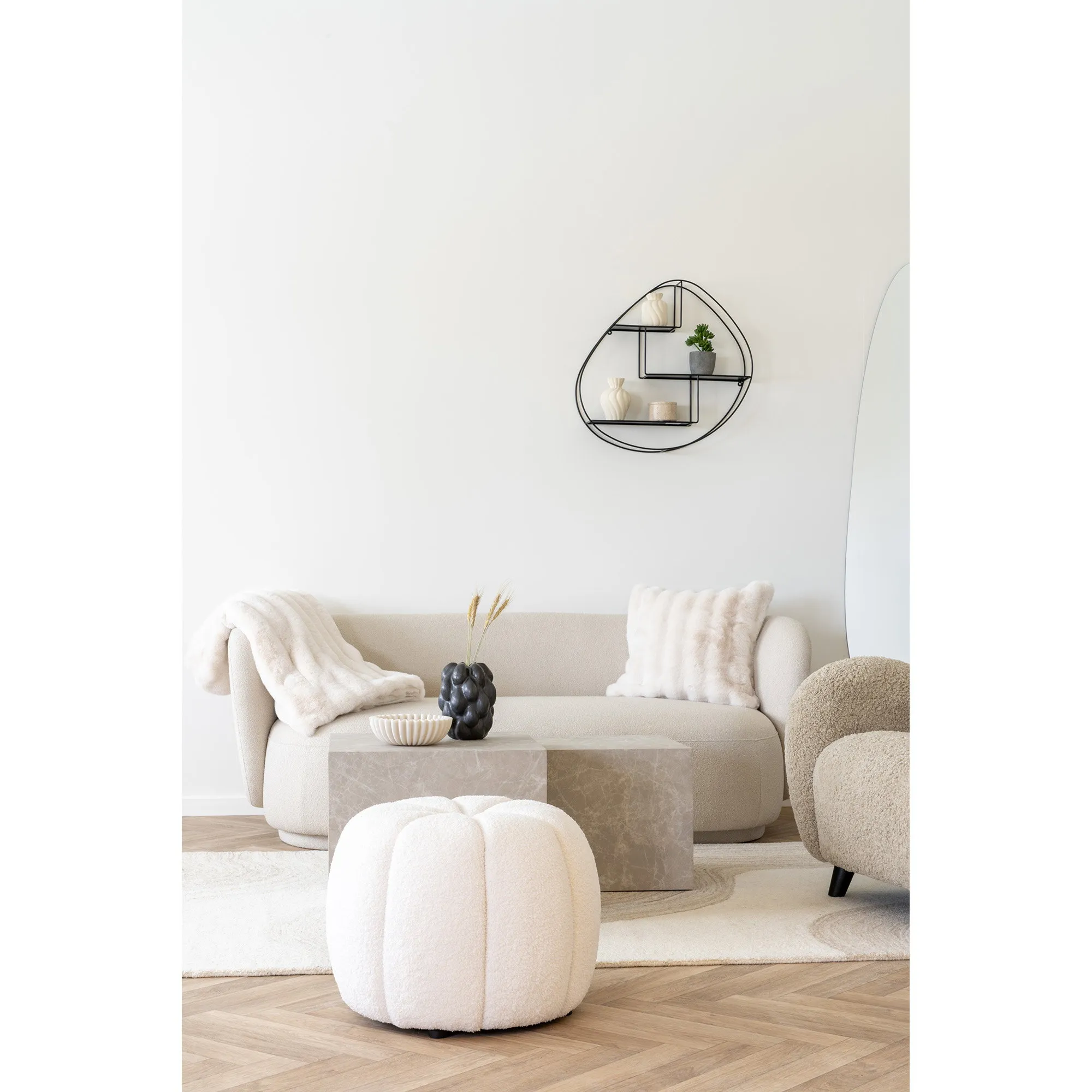 tinkaro Puffer Paisley Pouf ø48x38 cm Off-White