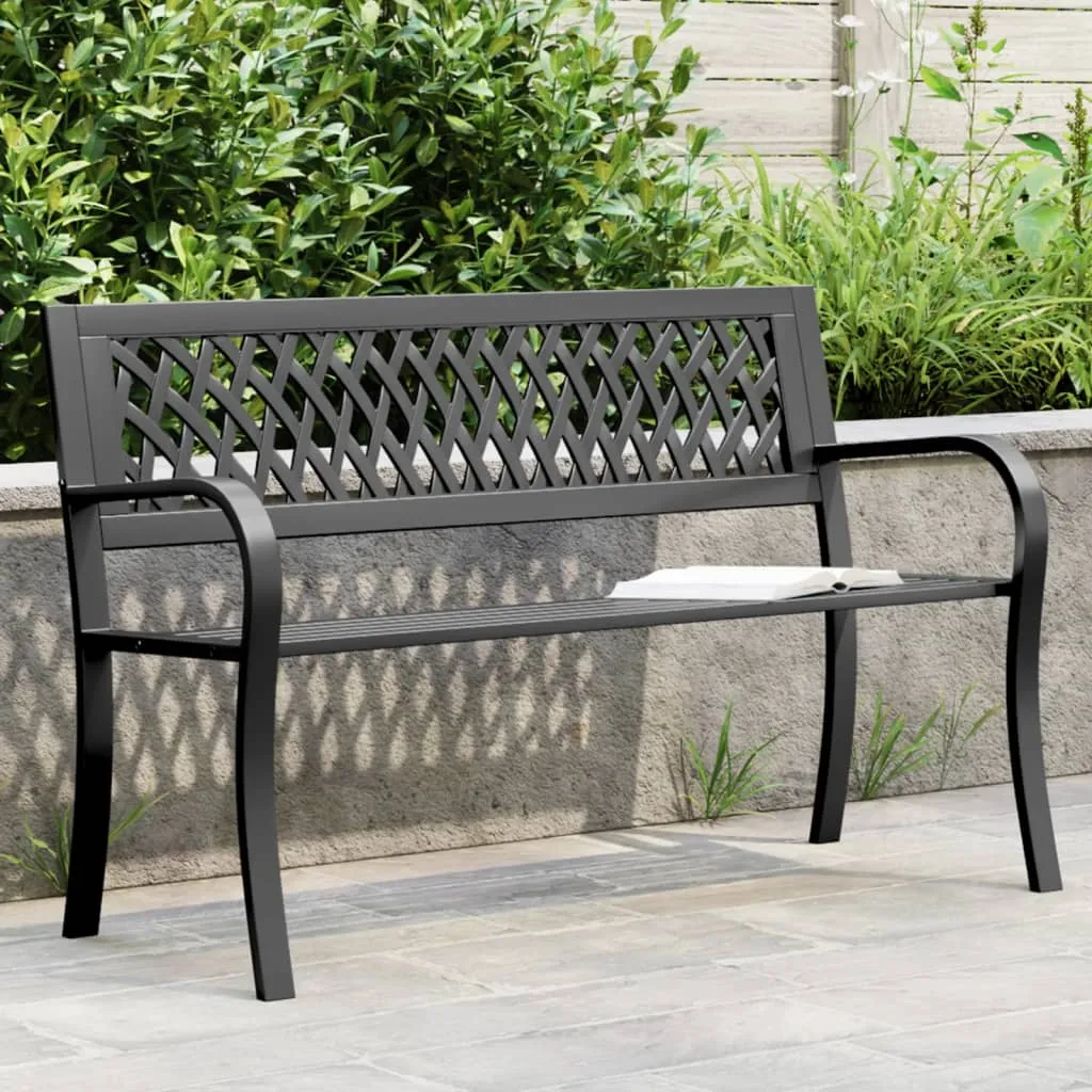 Gartenbank Stahl Schwarz 120 x 53 x 75 cm