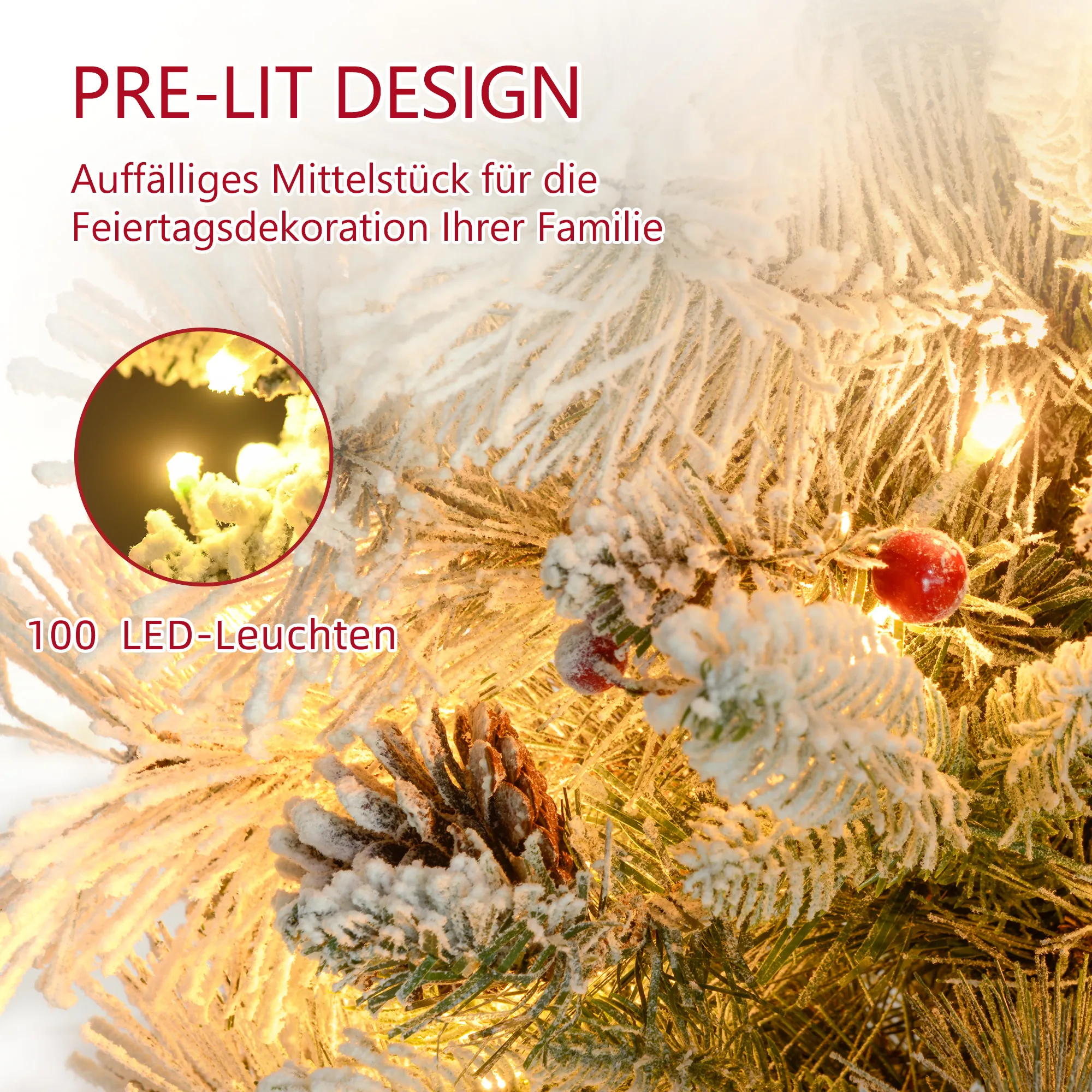 Weihnachtsbaum-Set 2er-Set 107 cm mit LED-Beleuchtung Grün/Weiß