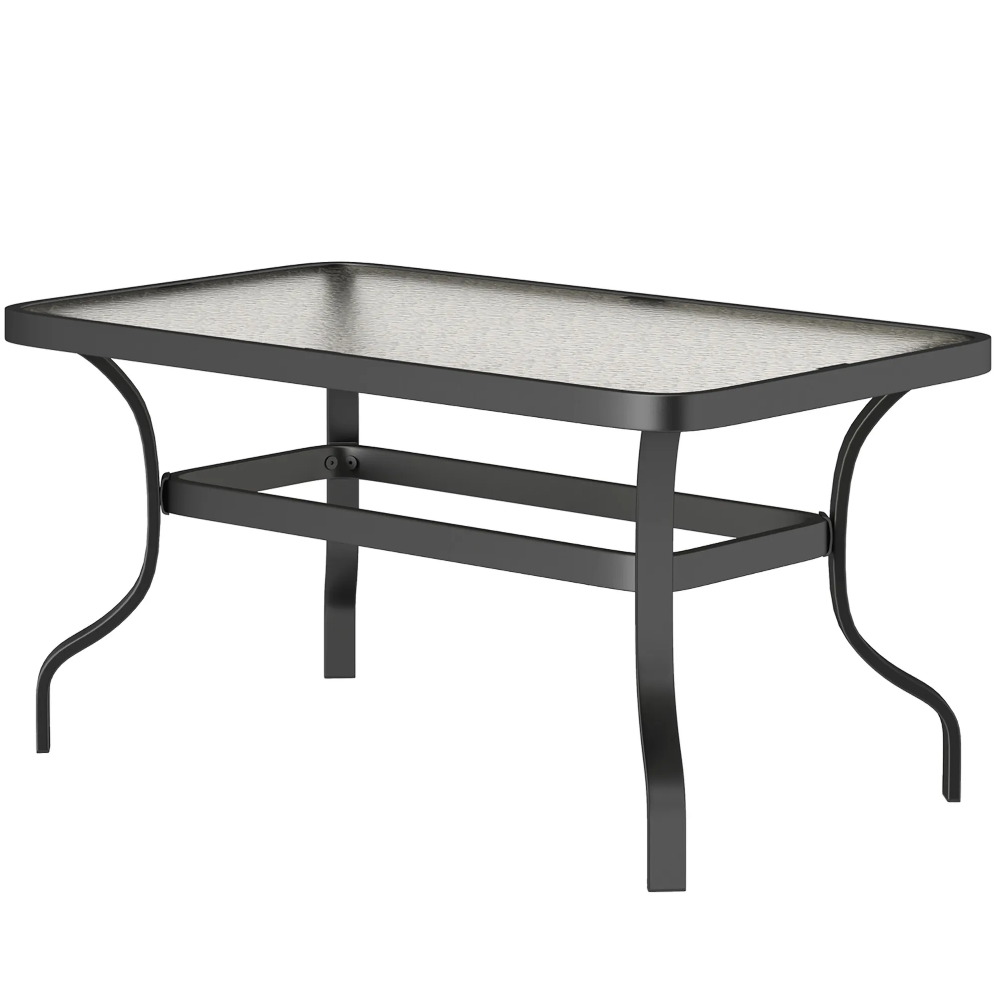 Eleganter Balkontisch 95x55 cm in Schwarz mit Glasplatte