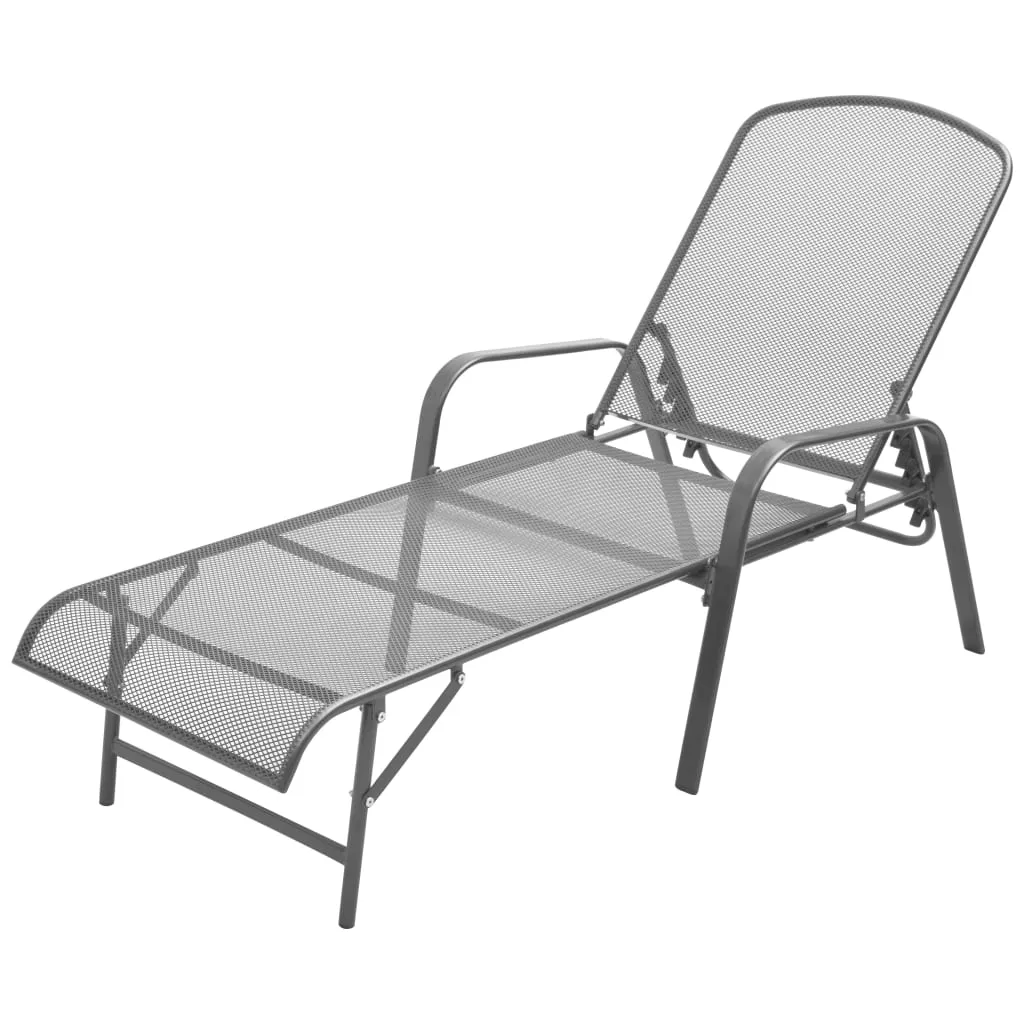 Moderne Metall-Sonnenliege Anthrazit 66x(154-183)x(65-103) cm