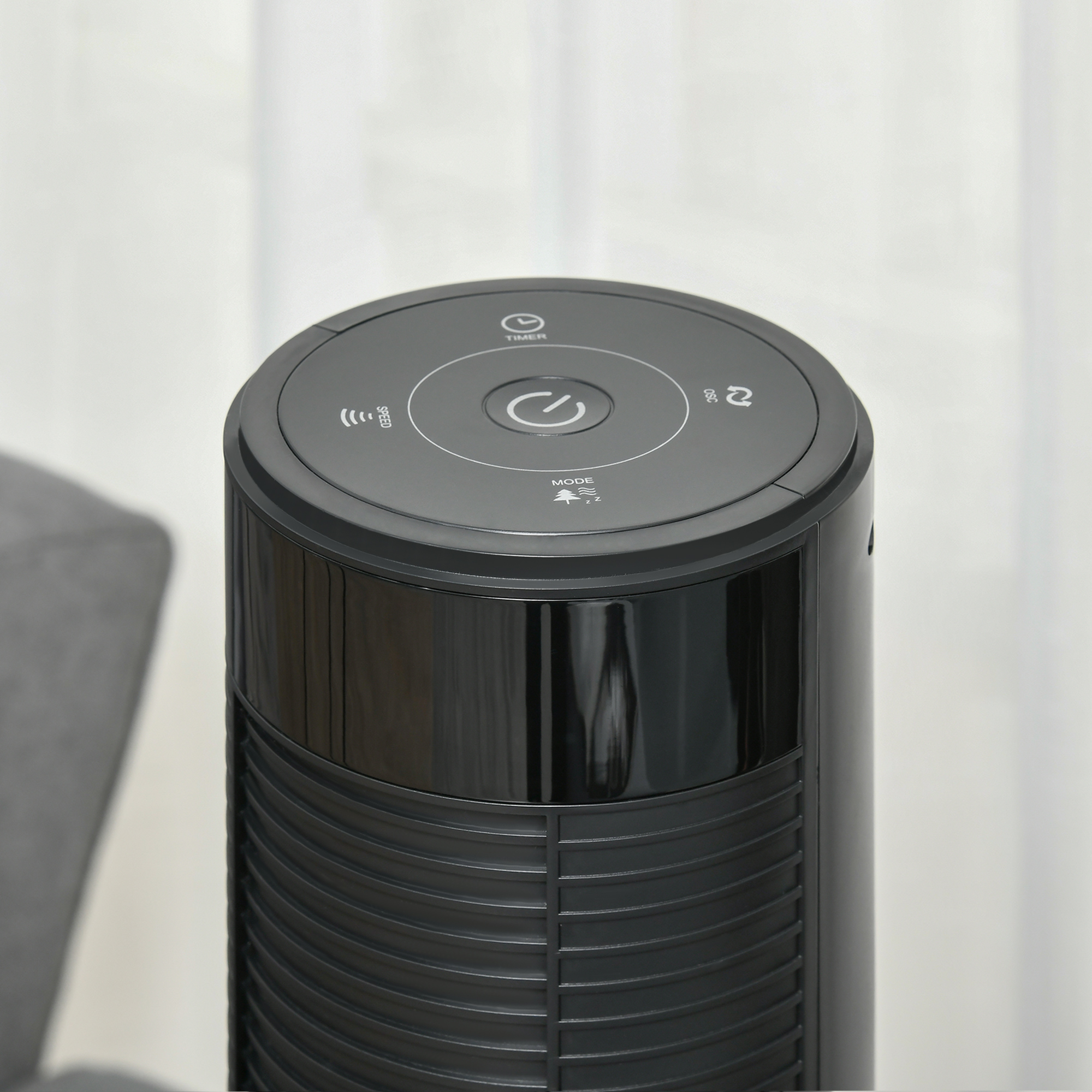 Floor Fan 31,5 cm Ø x 117 cm Schwarz mit Fernbedienung