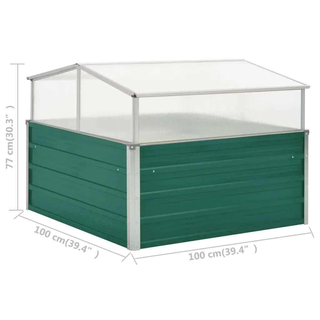 Gartenhaus Gewächshaus 100x100x77 cm Grün mit Aluminiumrahmen und verzinktem Stahl