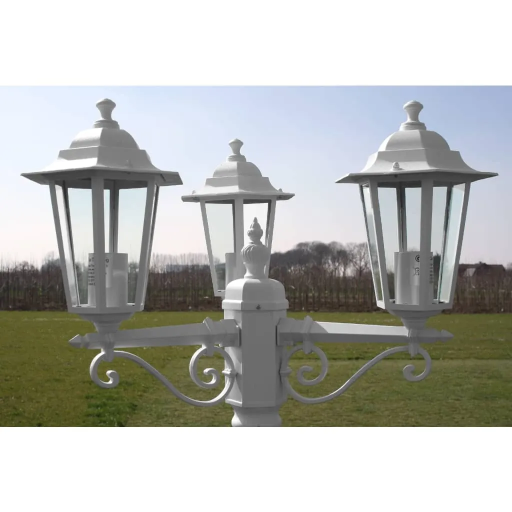 Garten-Mastleuchte 215 cm Weiß mit 3 Lampen und E27-Fassung